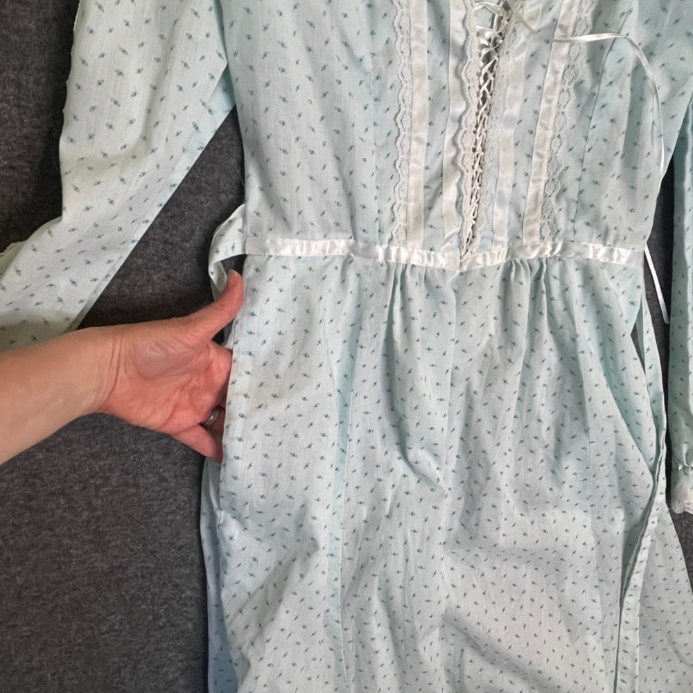 VTG Prairie Dress Small Lace up Corset Floral Midi 70s Gunne Sax Style Handmade - Picture 10 of 16